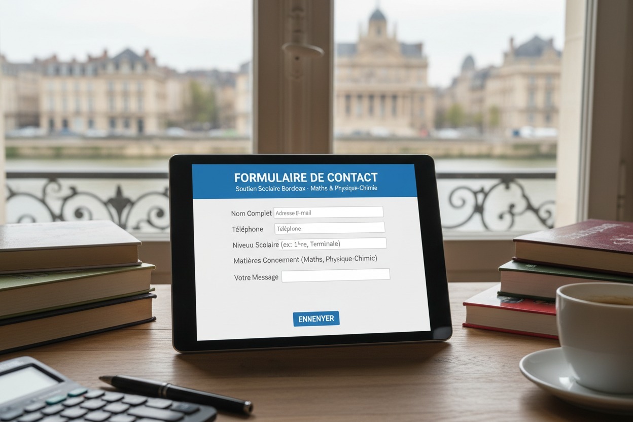 formulaire de contact pour soutien scolaire Bordeaux en maths et physique chimie.