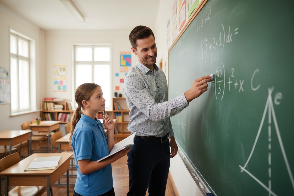 professeur donnant cours particulier de mathématiques